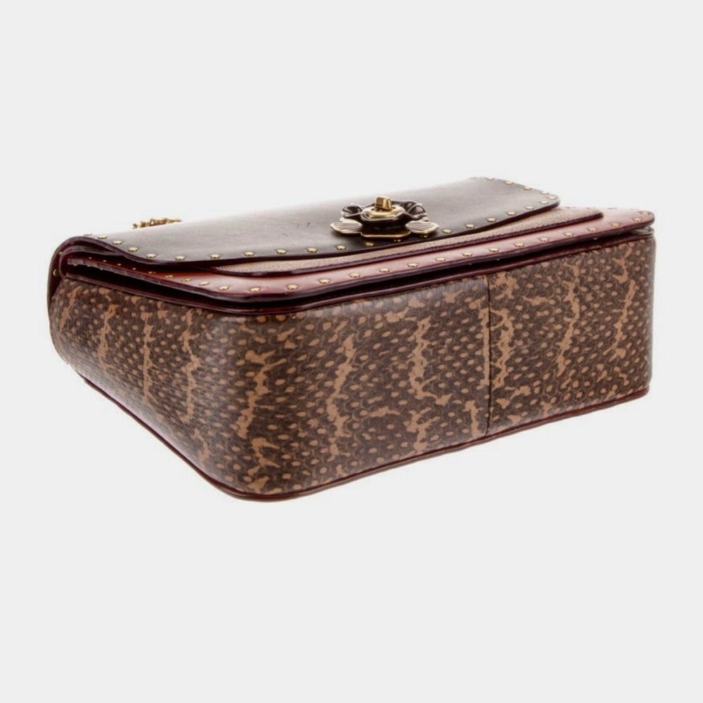 COACH MADISON SHOULDER BAG SIGNATURE CANVAS RIVETS AND SNAKESKIN DETAIL - Picture 8 of 10